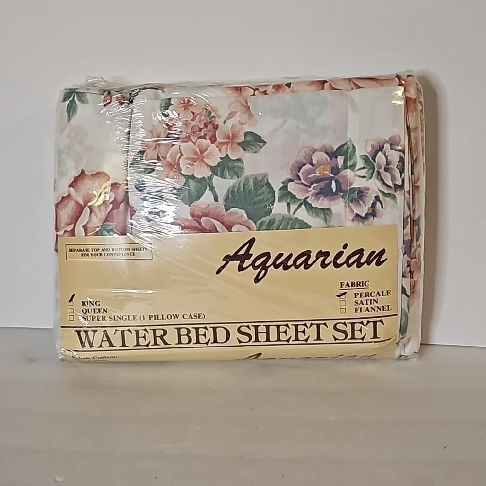 Vintage Aquarian WaterBedSheet Set King size Percale fabric print.